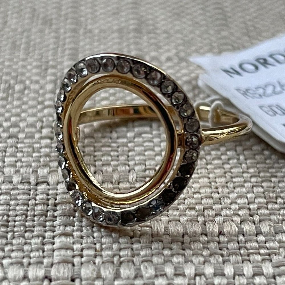 Nordstrom Women Rings Gold Tone Crystal Accent Ring Size 7 Read Desc - Picture 8 of 10